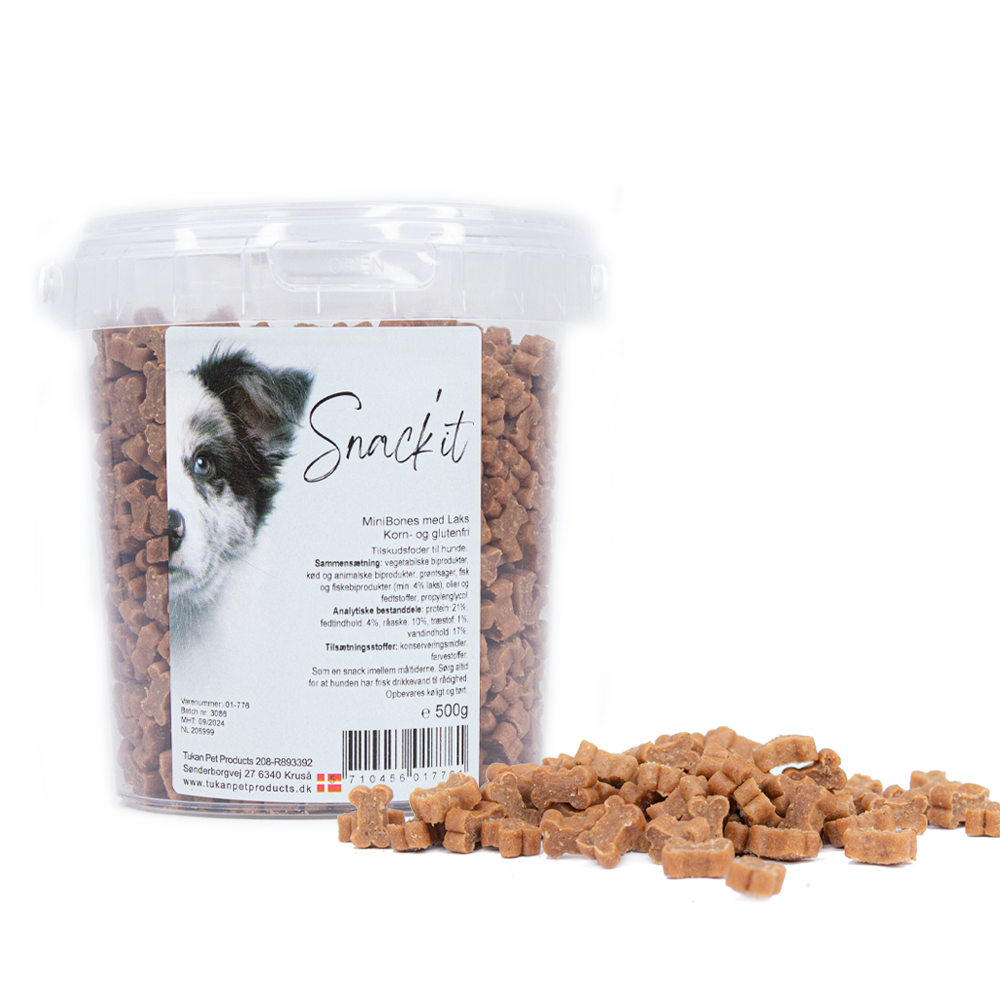 Snack'it Semi-Moist Mini Bones m. Laks 500g